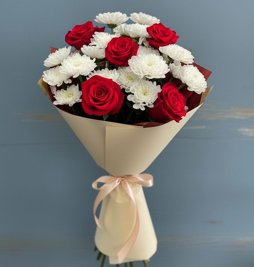 Букет цветов из: Розы и Хризантемы в Яровом