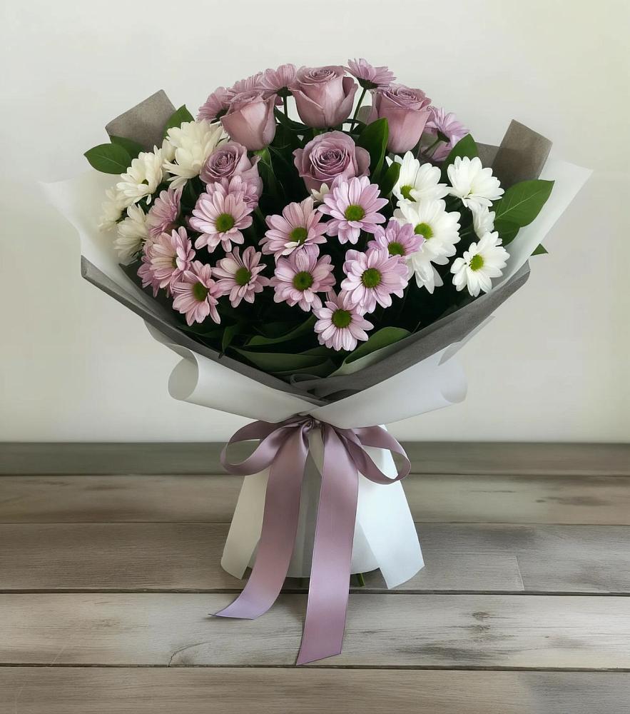 Букет цветов из: Хризантемы и Розы в Яровом
