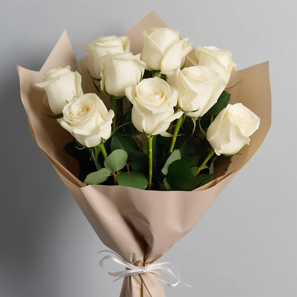 Букет 9 Белых роз Эдлесс Лав в Яровом