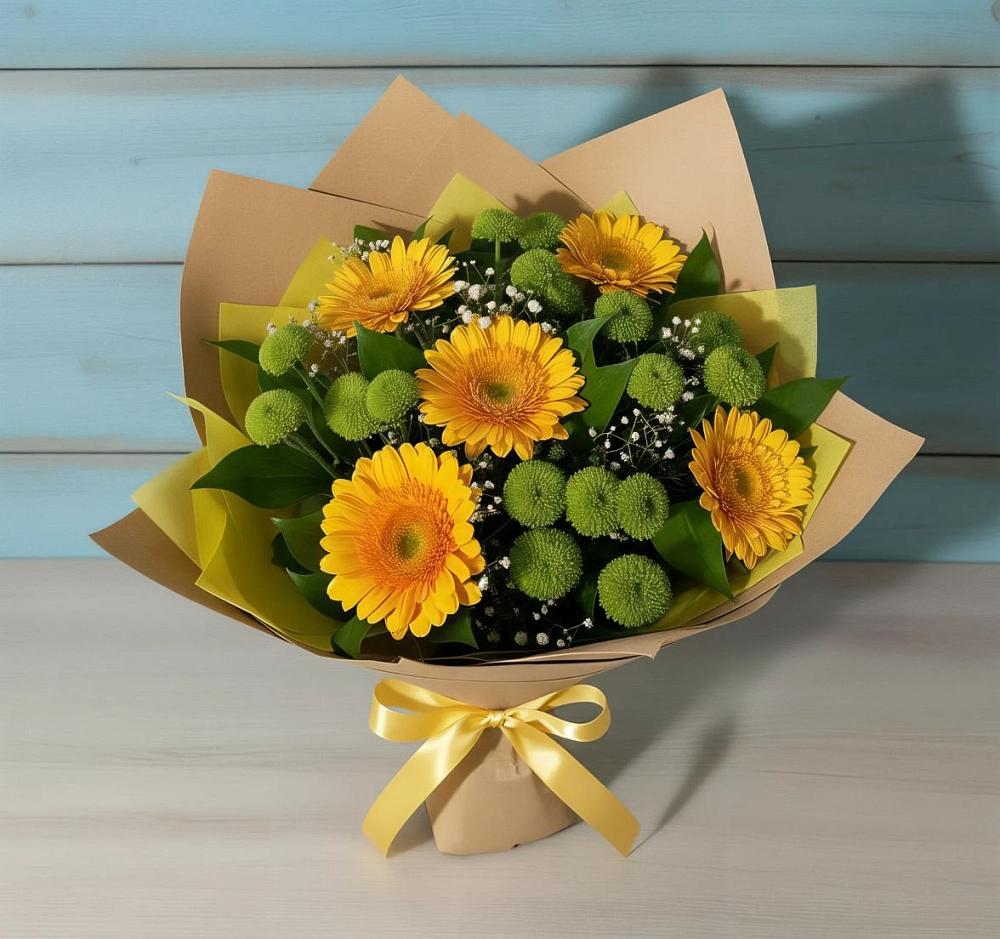 Букет цветов из: Герберы и Хризантемы в Яровом