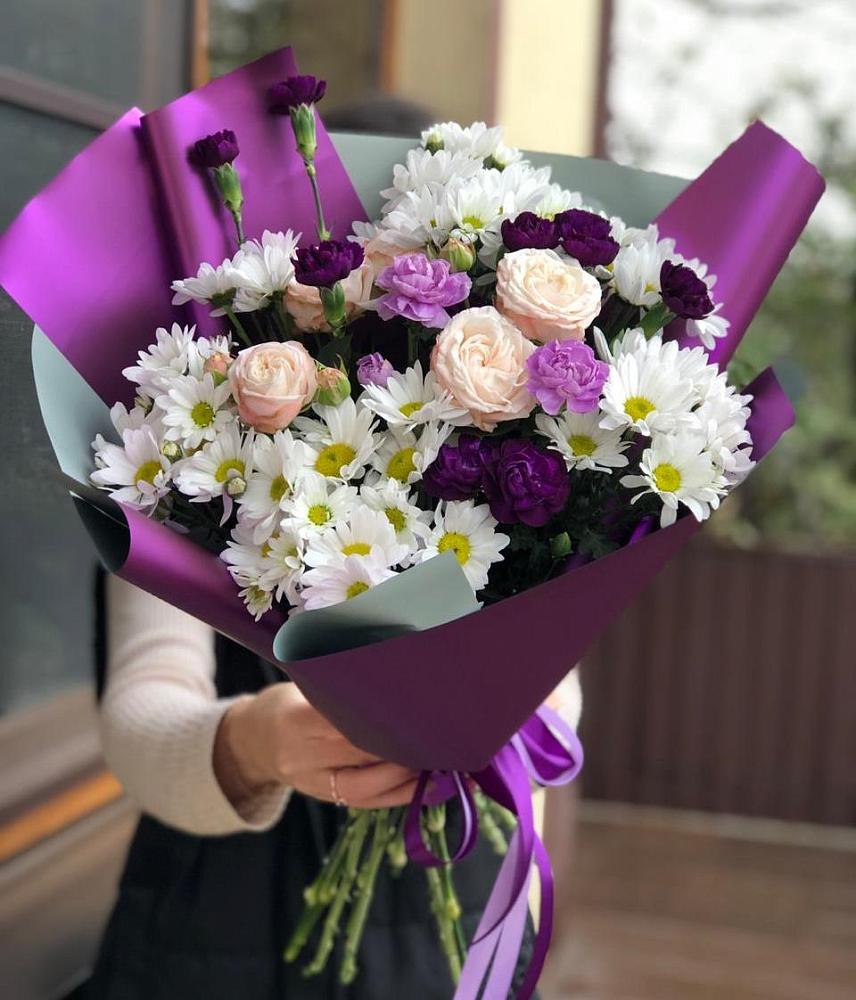 Букет цветов из: Хризантемы, Гвоздики и Розы в Яровом