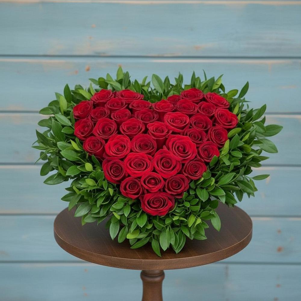 Цветочная композиция из Розы в виде сердца в Яровом