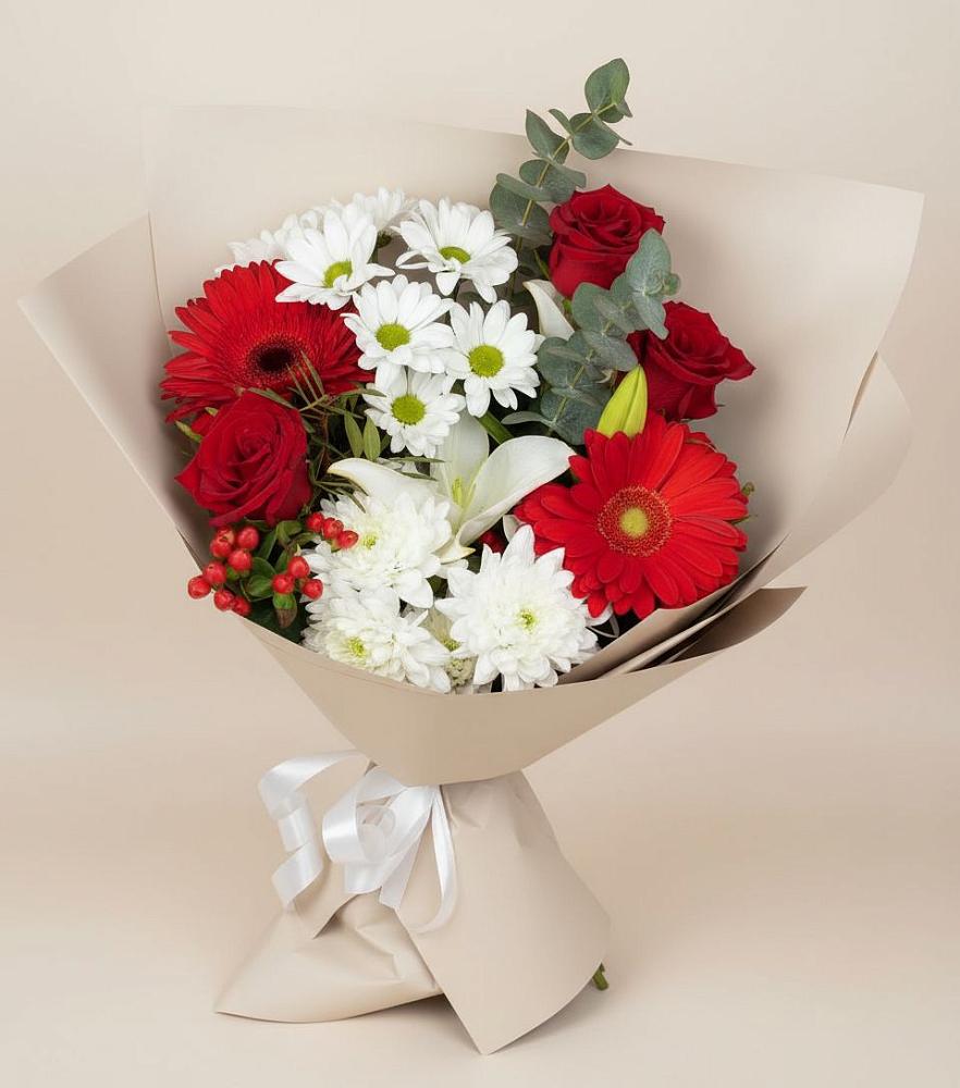 Букет цветов из: Розы, Хризантемы, Герберы и Лилии в Яровом