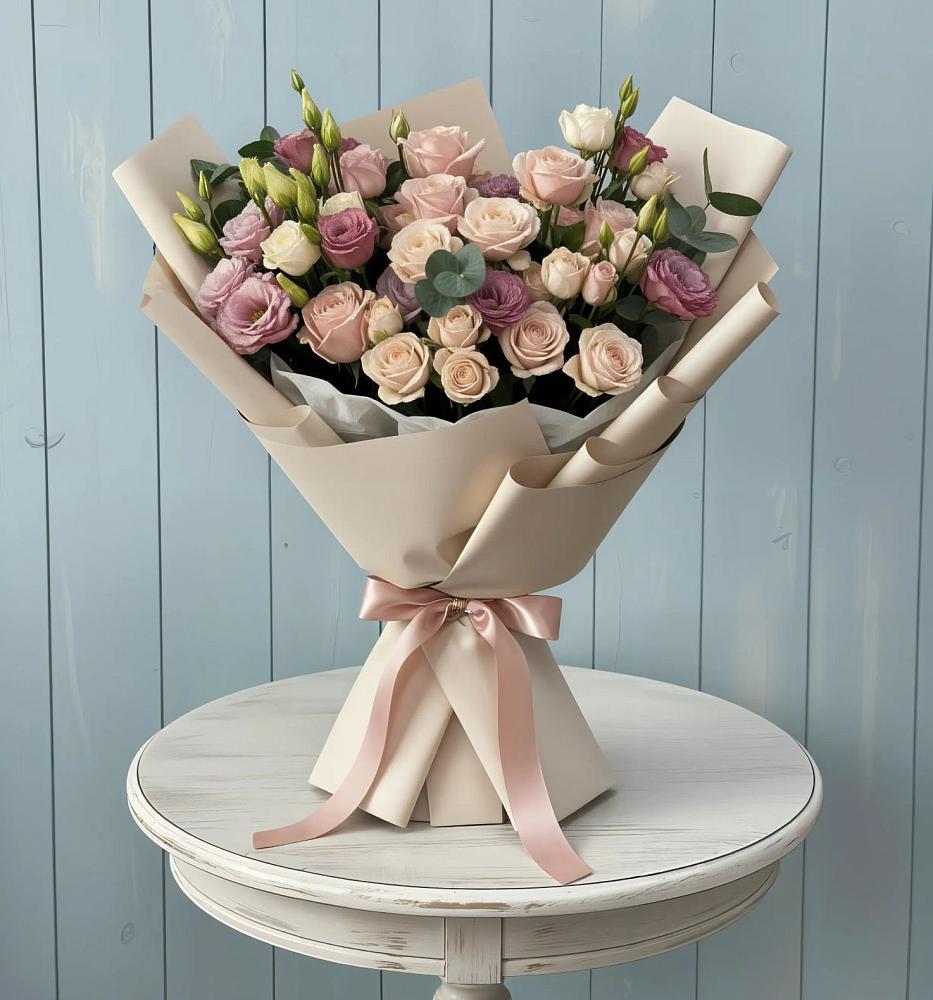 Букет цветов из: Розы и Лизиантусы в Яровом