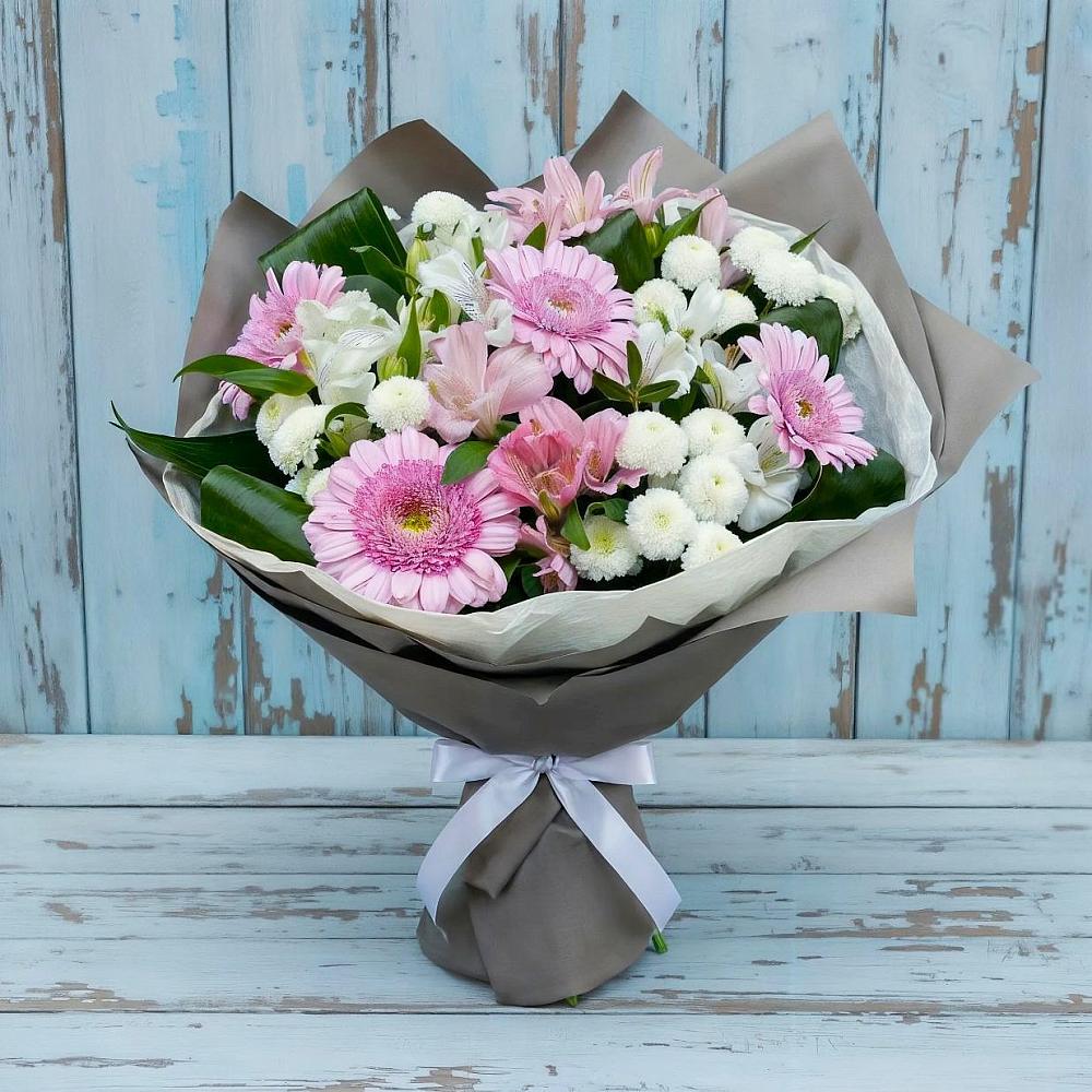 Букет цветов из: Герберы, Альстромерии и Хризантемы в Яровом