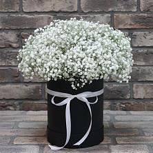 Цветочная композиция из Гипсофила в шляпной коробке в Яровом