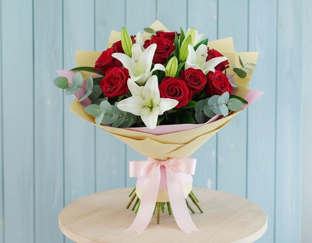 Букет цветов из: Лилии и Розы в Яровом